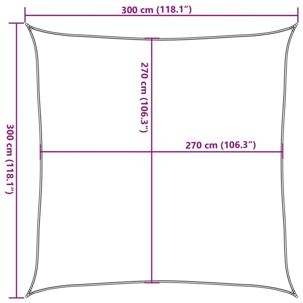 fehér HDPE napvitorla 160 g/m² 3 x 3 m