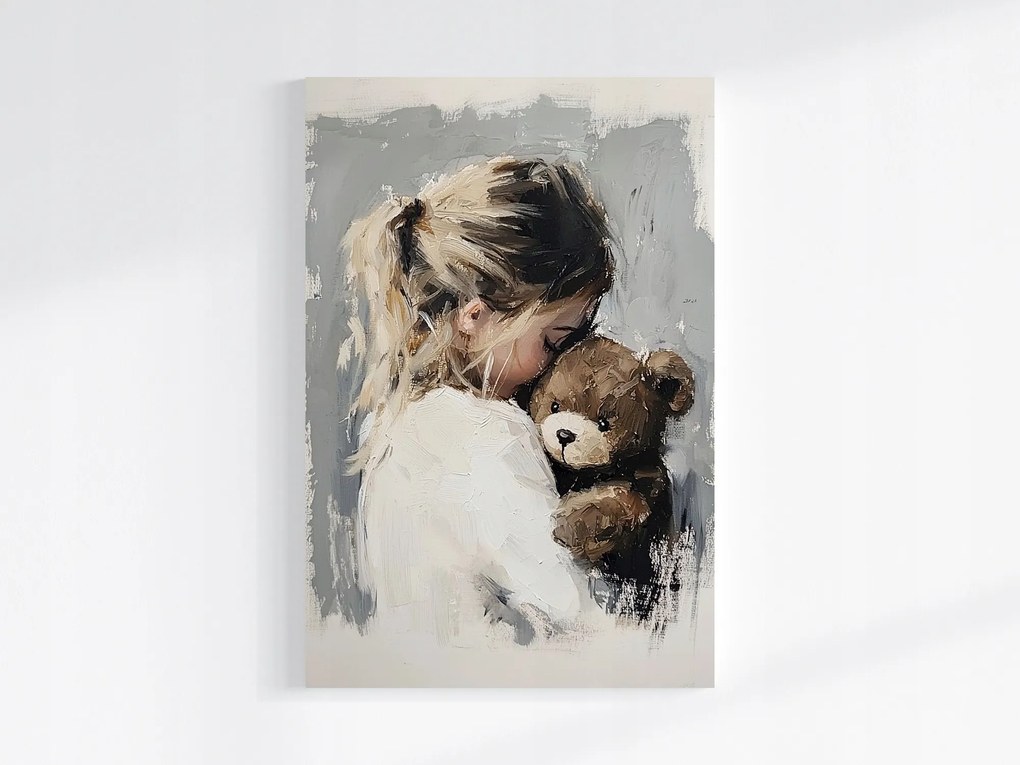 Canvas Vászonkép Portré Gyerek Lány Plüss Mackó 80x120