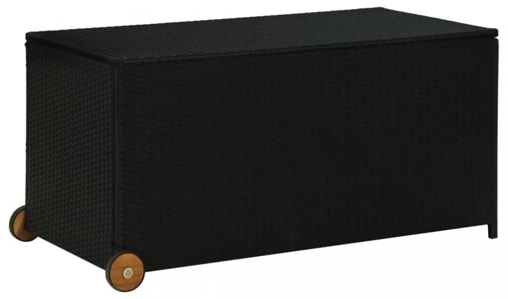 fekete polyrattan kerti tárolóláda 120 x 65 x 61 cm