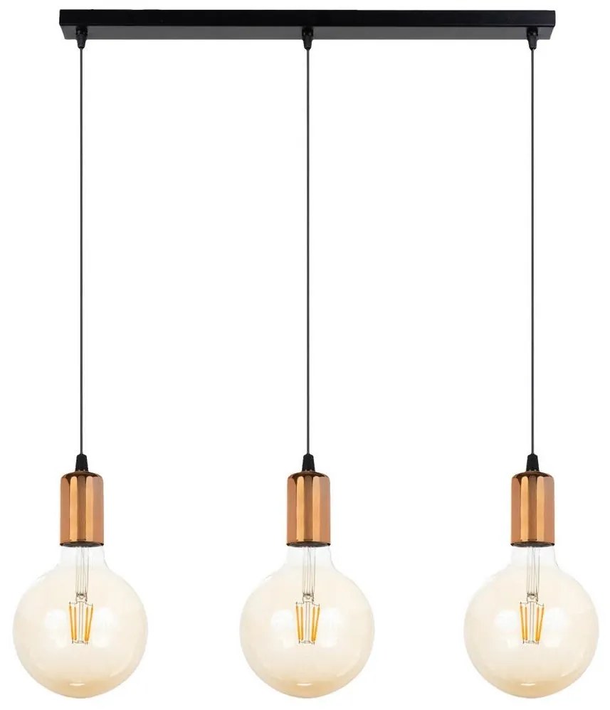 Csillár zsinóron MIROS 3xE27/60W/230V fekete/réz