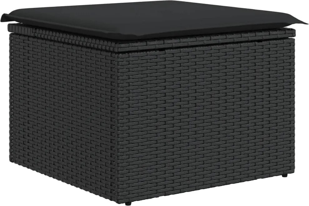 vidaXL fekete polyrattan kerti ülőke párnával 55 x 55 x 37 cm