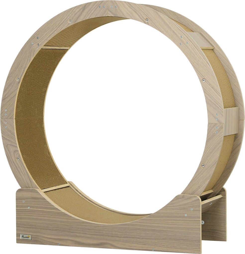 PawHut Macska Futókerék 91 cm Átmérőjű Macska Kerék Fék Funkcióval, Futópad Kaparó Paddal, Macska Kerék Nyomvonal Fogyásért és Egészségért, Dió | Aoso