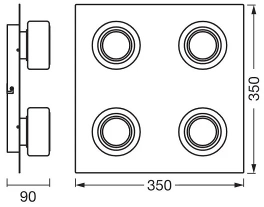Ledvance -LED Fürdőszobai mennyezeti lámpa ORBIS FLAME 4xLED/5,5W/230V IP44 fekete