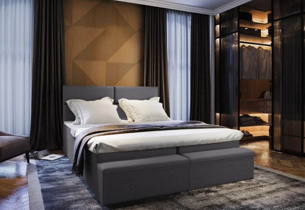 MELISA kárpitozott boxspring ágy, 140x200, sawana 80 + topper