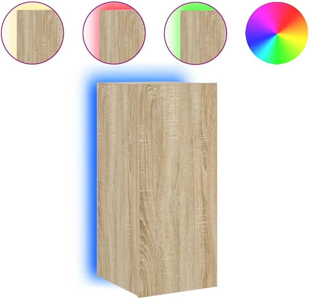 vidaXL sonoma tölgy színű fali TV-szekrény LED-ekkel 30,5x35x70 cm