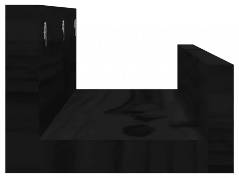 2 db fekete tömör fenyőfa falipolc 50 x 12 x 9 cm