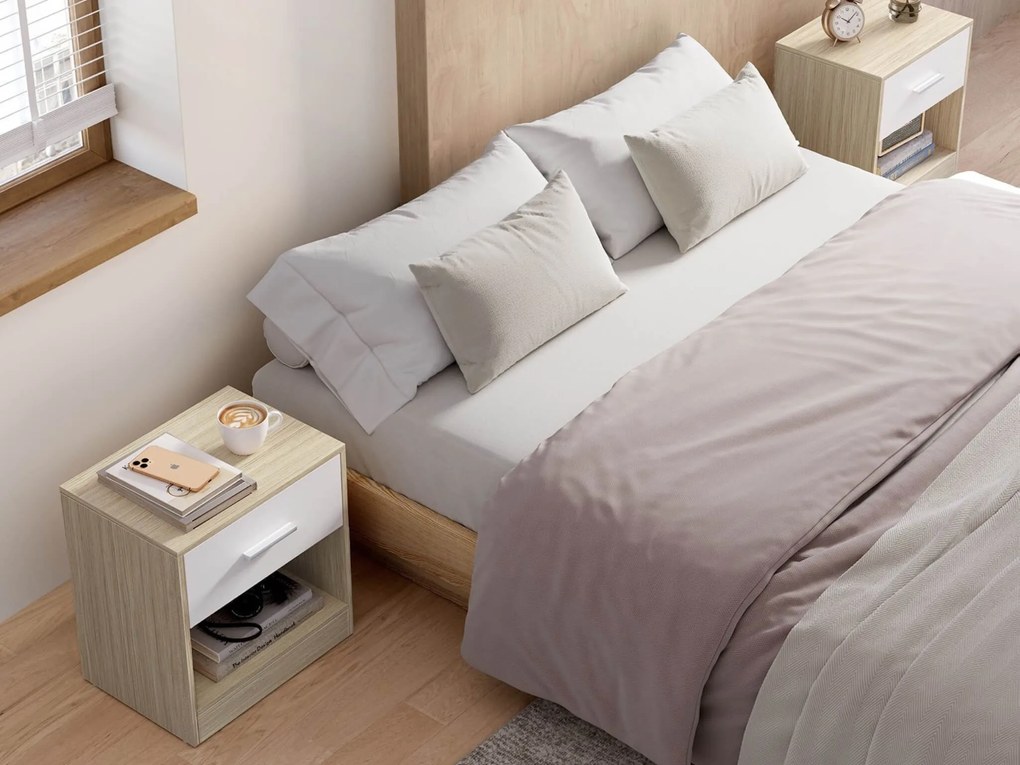 Éjjeliszekrények NOVERA szett 2 db 39x28 cm, bézs/fehér