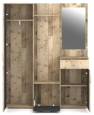 Előszobafal tükörrel NOLAN barna/grafit