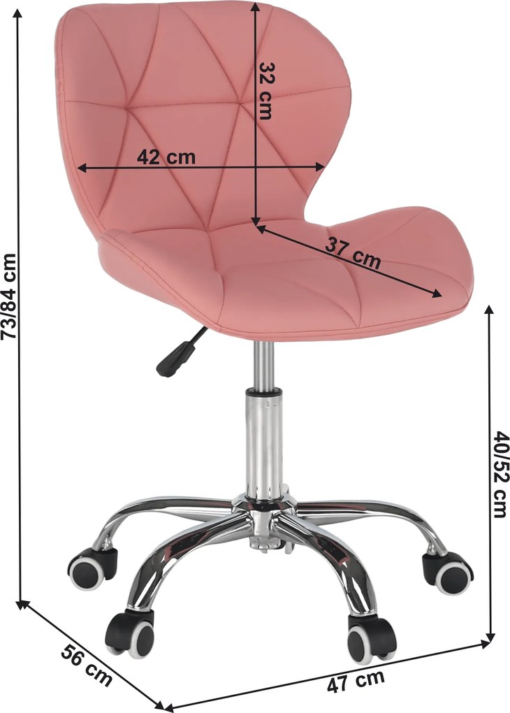 Irodai fotel, rózsaszín/króm, ARGUS NEW