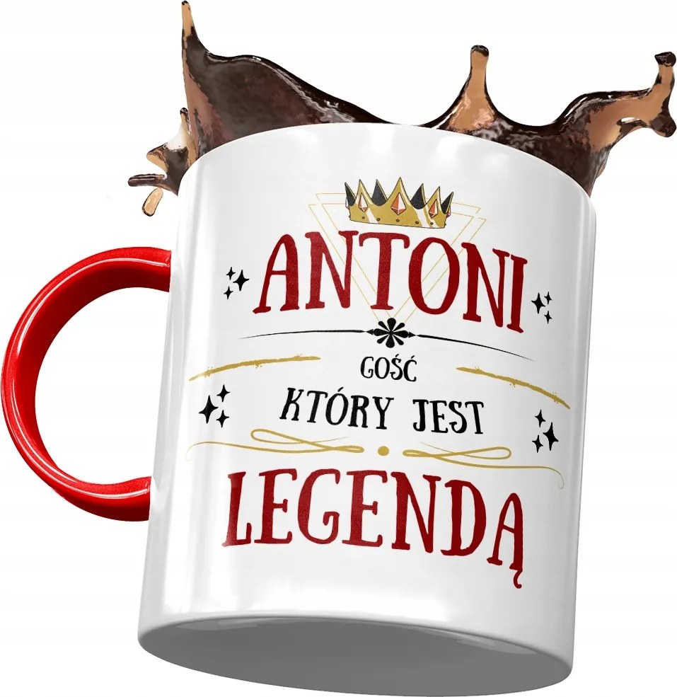 Piros bögre Antal Kollégának Ajándék Nyomtatott Fotóval