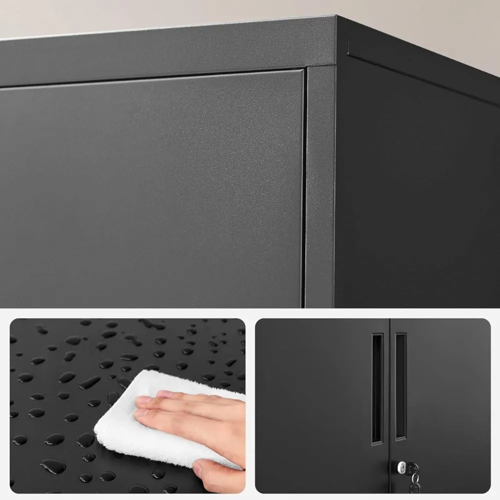 Többcélú fém szekrény RAVEN, 40x80x90 cm, fekete SongmicsHome