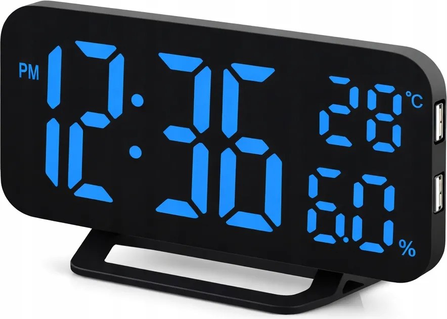 LED-es ébresztőóra Jvd SB3725.2 Usb higrométer hőmérővel szundi funkció