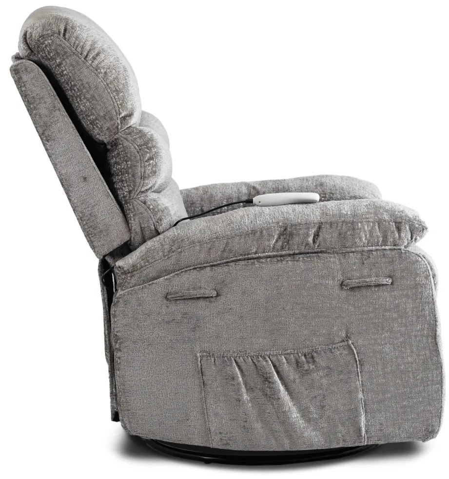 Elektromosan Vezérelhető Masszázsfunkciós Relaxfotel Fotel Szürke Színben. BRUCE