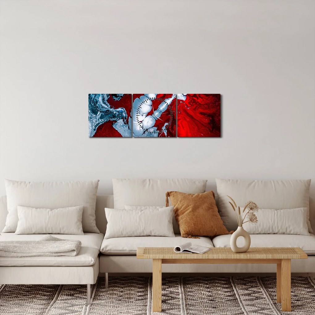 Absztrakt foltok képe (órával) (90x30 cm)