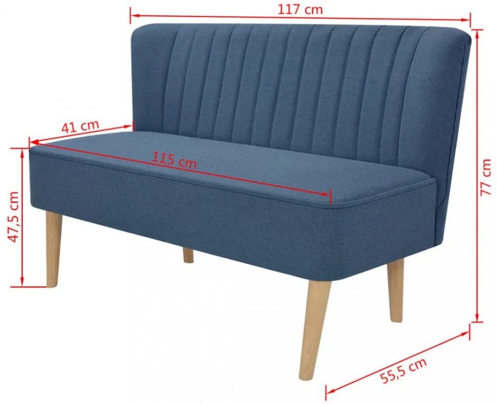 kék szövetkanapé 117 x 55,5 x 77 cm
