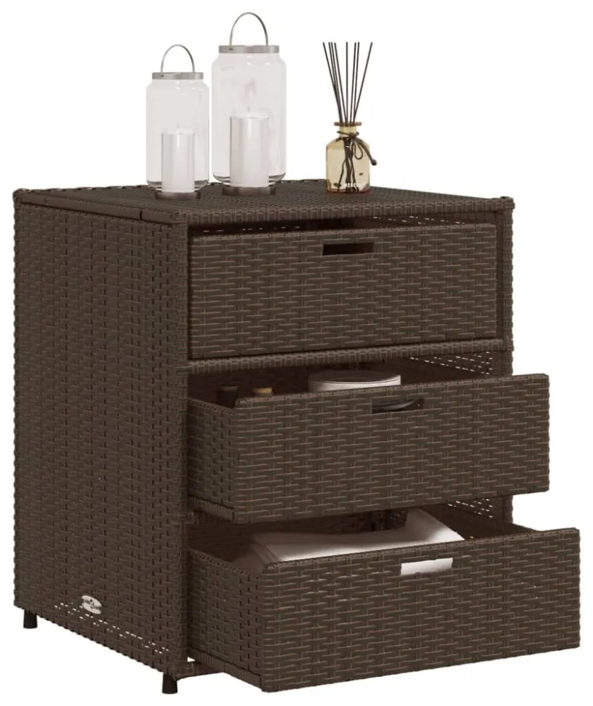 barna polyrattan kerti tárolószekrény 55 x 59 x 69 cm