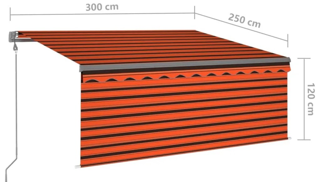 narancssárga-barna automata napellenző redőnnyel 3 x 2,5 m