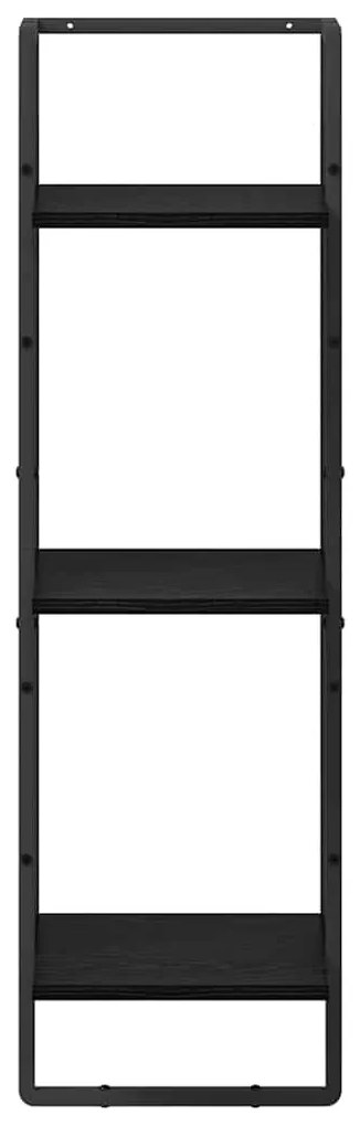 vidaXL Falpolc polcokkal Fekete tölgy 30 x 25 x 100 cm Faanyag