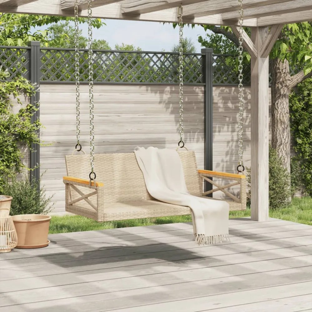bézs polyrattan hintapad 109 x 62 x 40 cm