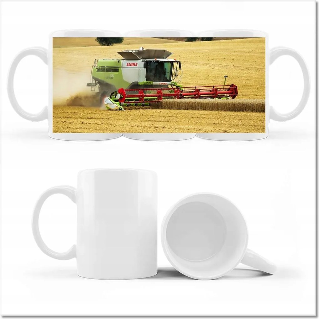 Fényképes bögre Claas kombájn kaszálja az aratást