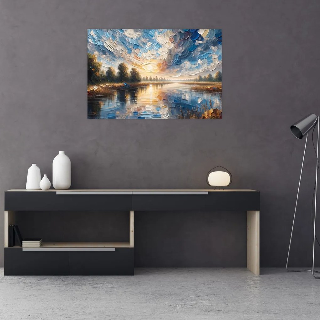 Kép - Napfestmény a víz felett (90x60 cm)
