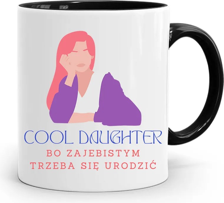 Fekete Bögre Ajándék Lányának Cool Daughter fényképes nyomtatással