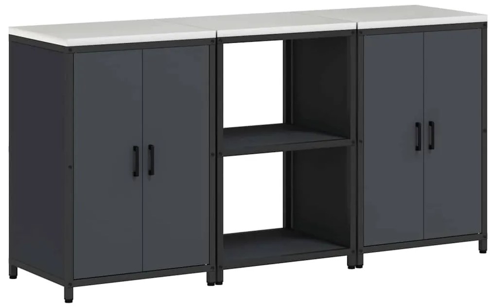 Konyhai Tároló Készlet 3 pcs Antracitszürke 180 x 50 x 92 cm