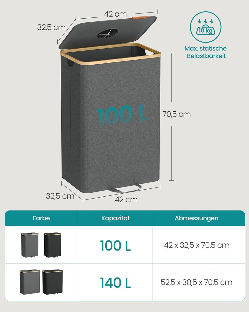 SONGMICS konyhai Palack gyűjtő, 100 literes, szürke