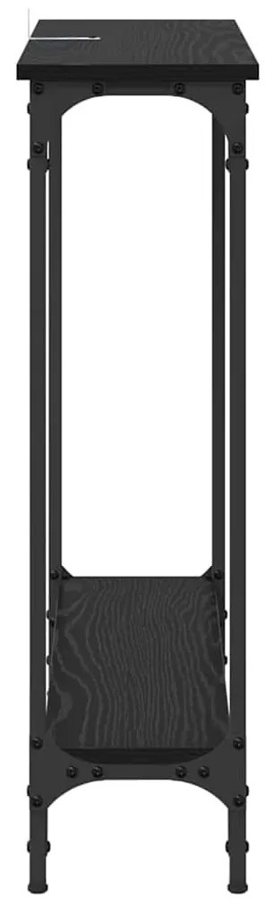 vidaXL Konzolasztal polcokkal Fekete tölgy 75 x 22,5 x 75 cm Faanyag