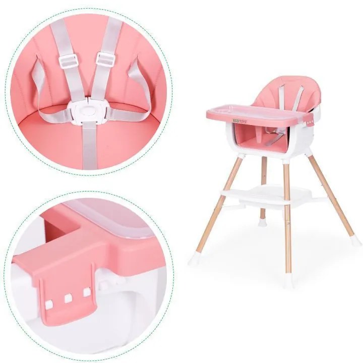 Gyerek etetőszék 2 az 1-ben rózsaszín