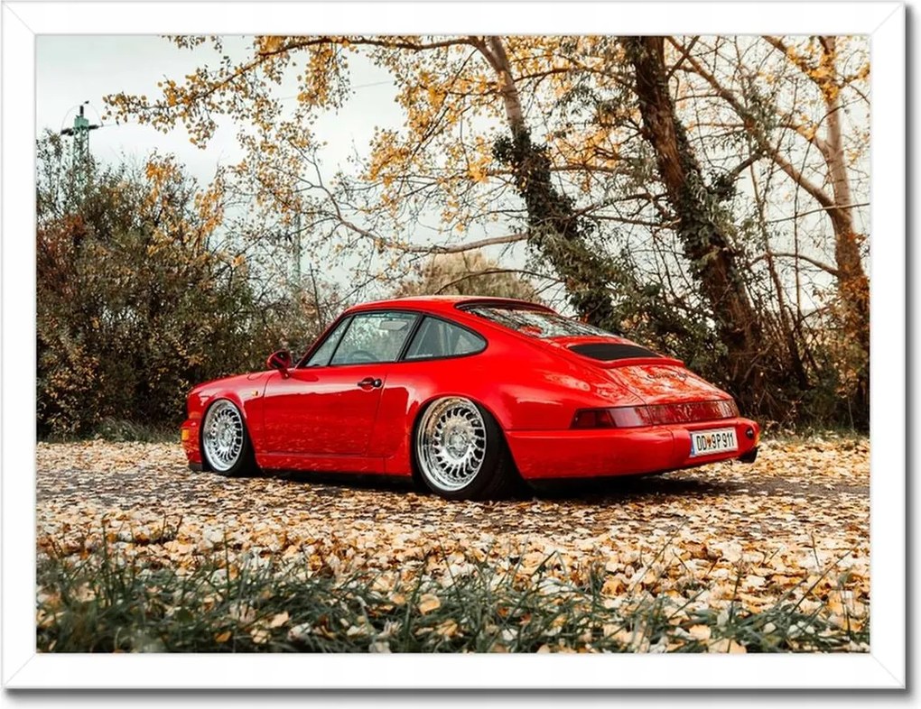 Poszterek keretben 40x30 Piros Porsche Autó