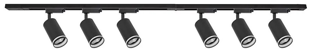 Milagro PIPE sínrendszerbe illeszthető spotlámpa 6xGU10/10W/230V, fekete MI27136