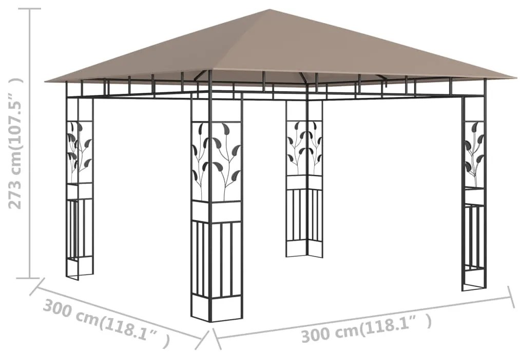 Tópszínű pavilon szúnyoghálóval 3 x 3 x 2,73 m 180 g/m²