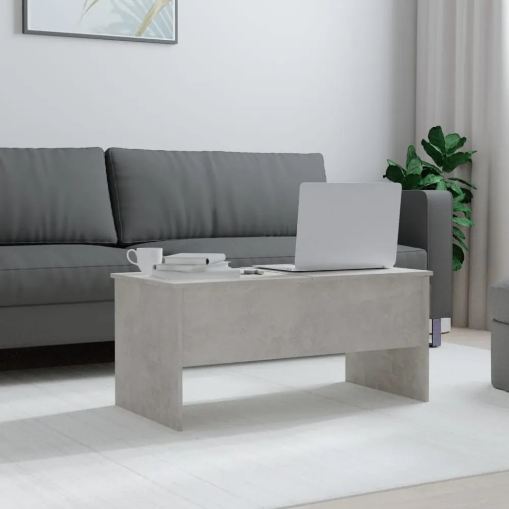 betonszürke szerelt fa dohányzóasztal 102 x 50,5 x 46,5 cm