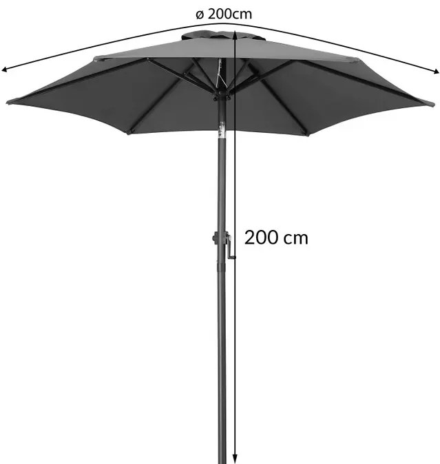 Deuba Fiji kerti napernyő Ø200 cm - antracit