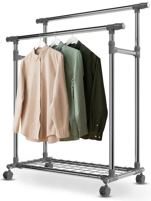 Juskys Kerékkel ellátott fém ruhállvány