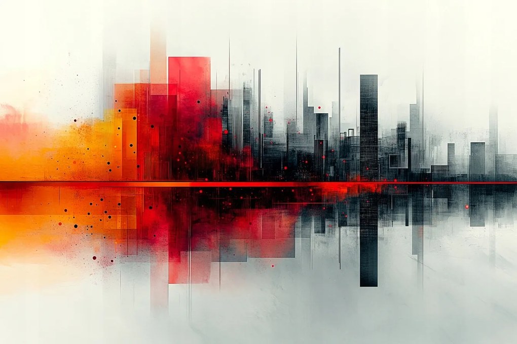 Vászonkép Canvas Város Panoráma Metropolisz Tükröződés Grafika 120x80