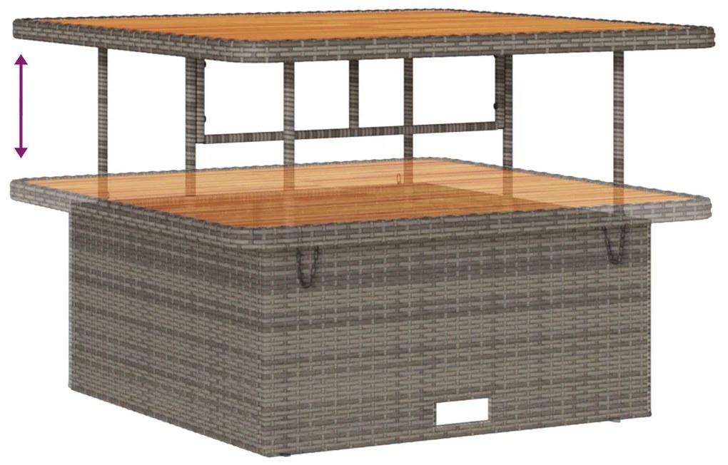 8 darabos kertibútor szett párnákkal, szürke poly rattan acacia