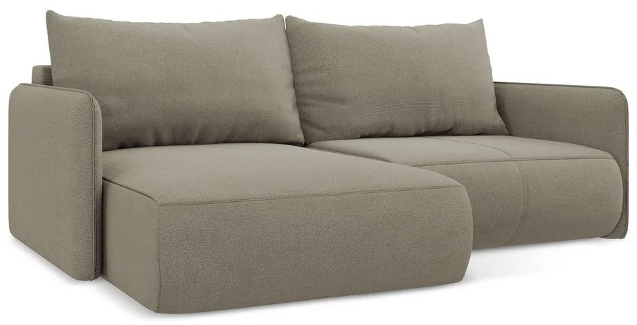 Bézs kinyitható-tárolóhelyes sarokkanapé (bal oldali) Nanea – Makamii