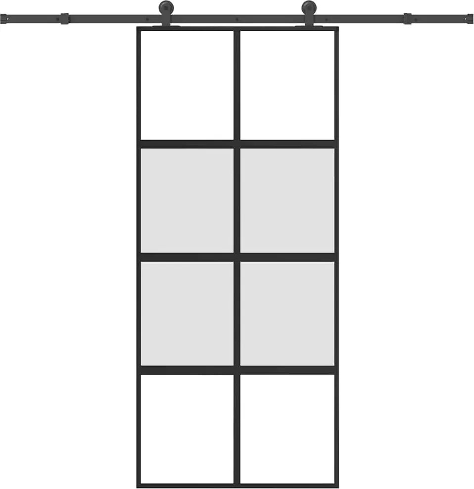 vidaXL tolóajtó vasalattal 90x205 cm edzett üveg és alumínium szett
