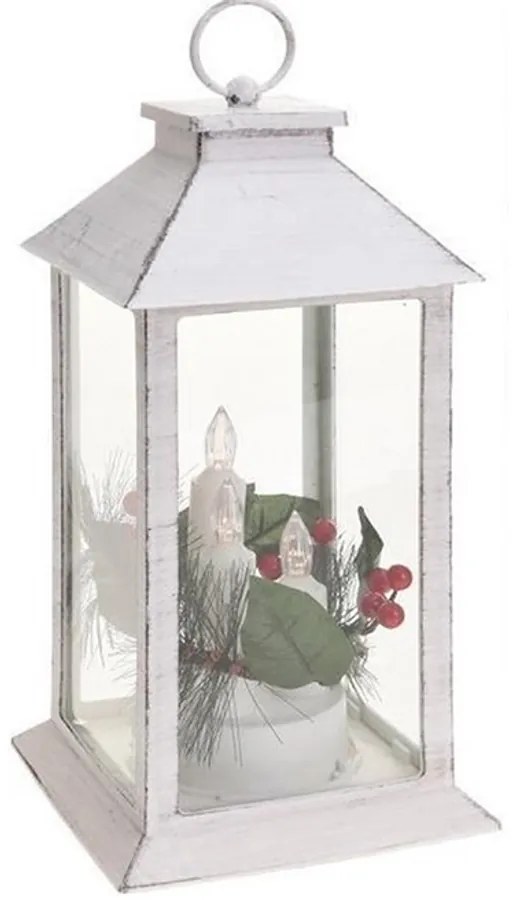 Adventi LED-es elemes időzíthető dekor mécses, gyertyával,  29 x 14 cm, antik fehér