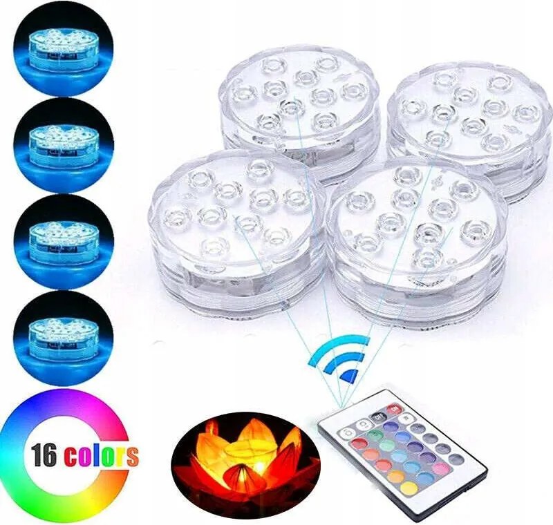 Medence Lámpák Kerti Világítás Jacuzzi Lámpa Távirányítóval 4 db