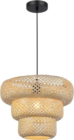 Kábelre függesztett TULUM függőlámpa 1xE27/15W/230V, átm. 35 cm, bambusz