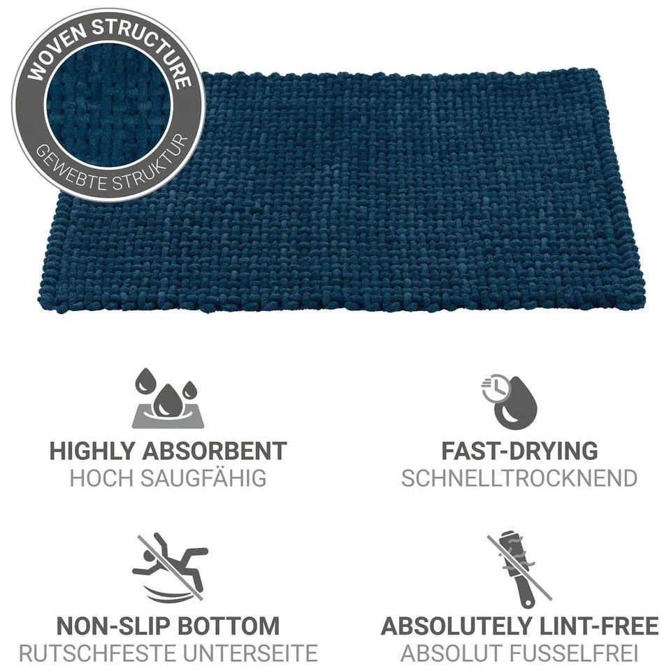 Sötétkék textil fürdőszobai kilépő 50x80 cm Covelo – Wenko