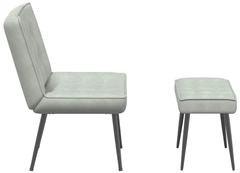 világosszürke bársony pihenőfotel lábtartóval