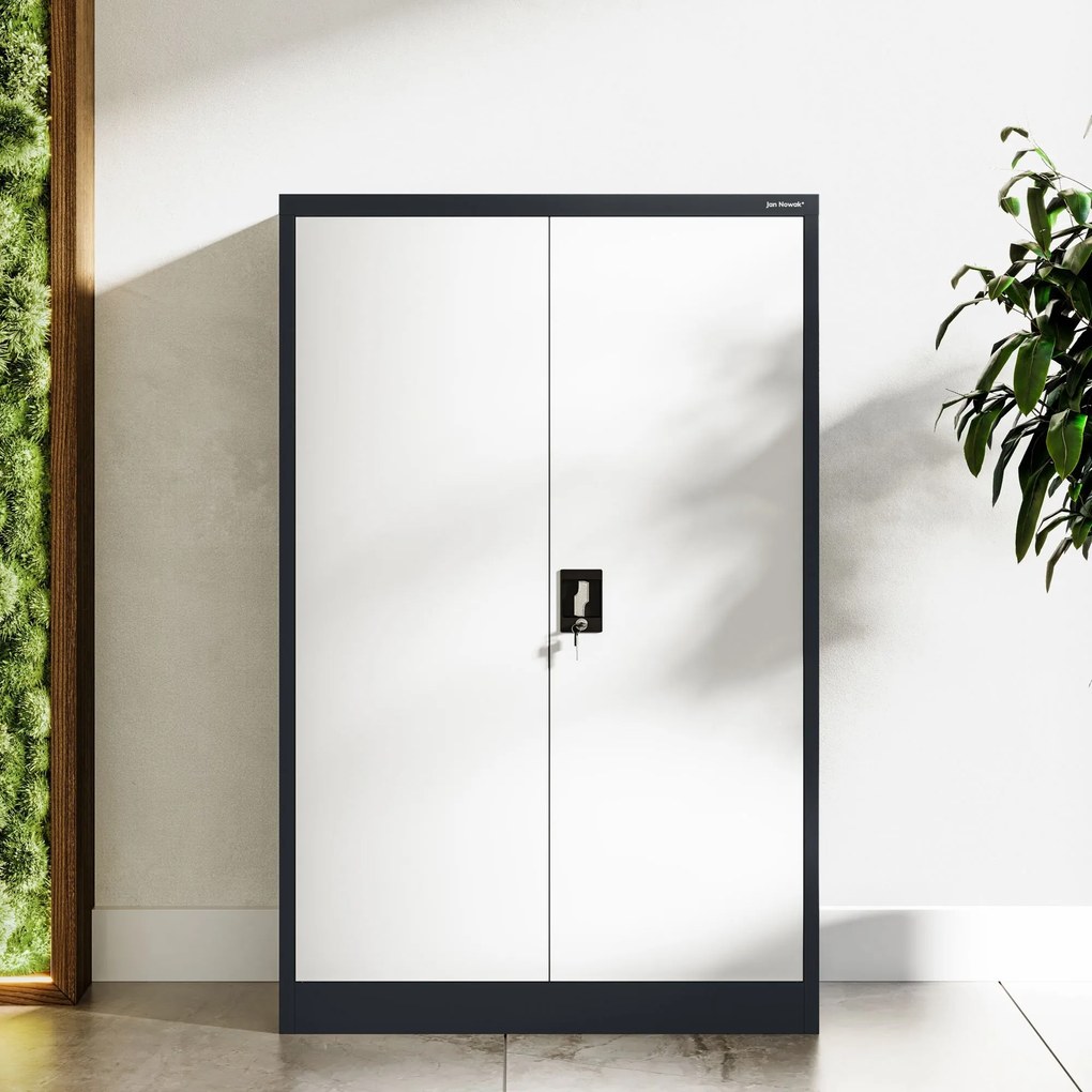 Fém iratszekrény KEVIN, 900 x 1400 x 400 mm, antracit-fehér