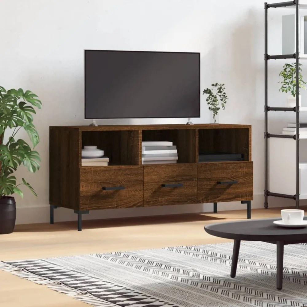 barna tölgy színű szerelt fa TV-szekrény 102 x 36 x 50 cm