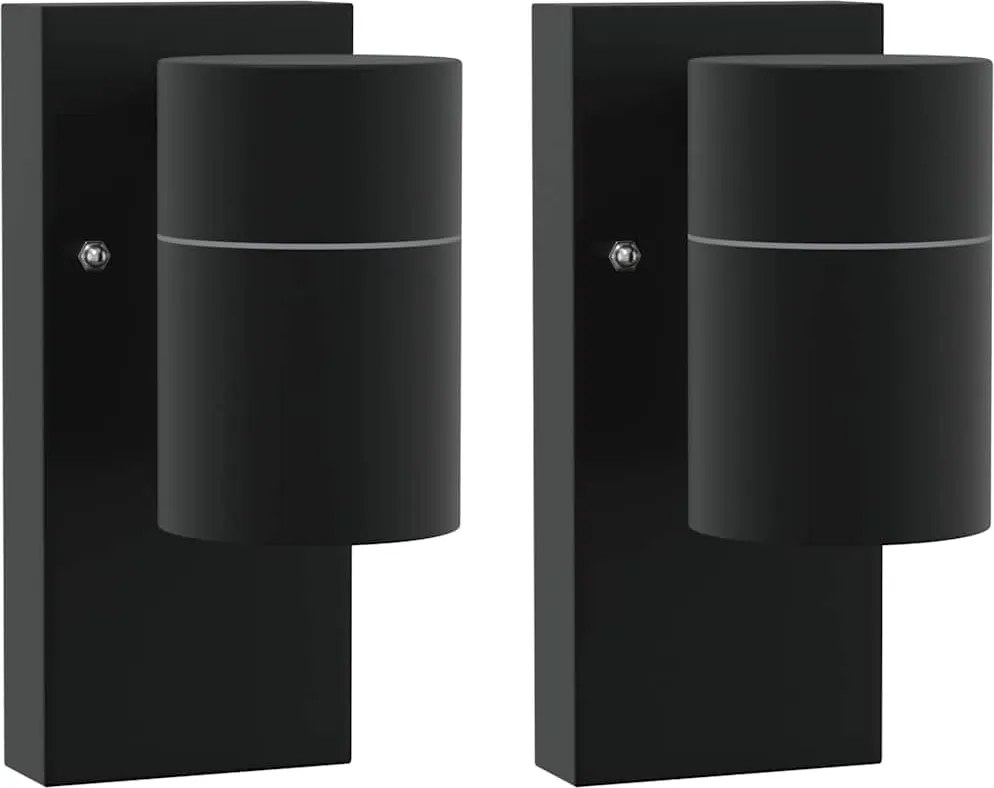 vidaXL Kültéri Fali Lámpa 2 pcs Fekete 6,5 x 10,5 x 16 cm