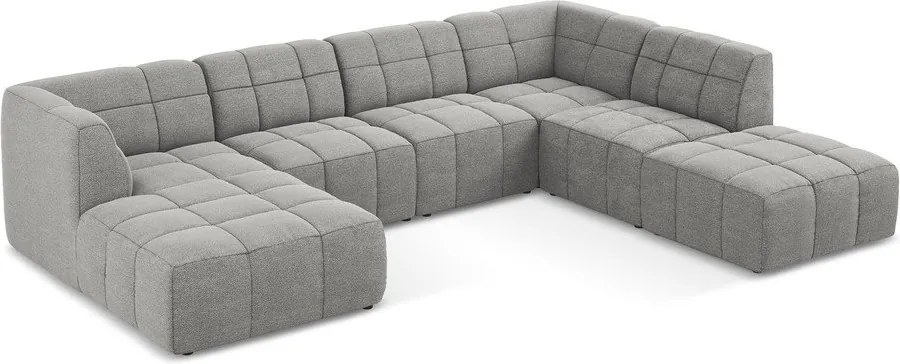 Szürke buklé sarokkanapé (U alakú) Aloha – Makamii