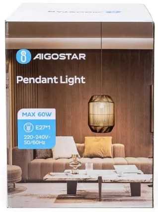 Aigostar - Kábeles függeszték 1xE27/60W/230V, fekete, átmérő 23 cm